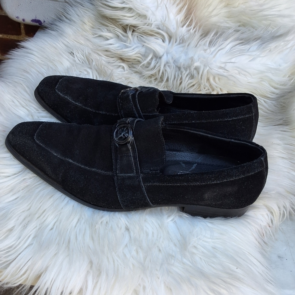 Stacy Adams Black suede stylized loafers 11.5